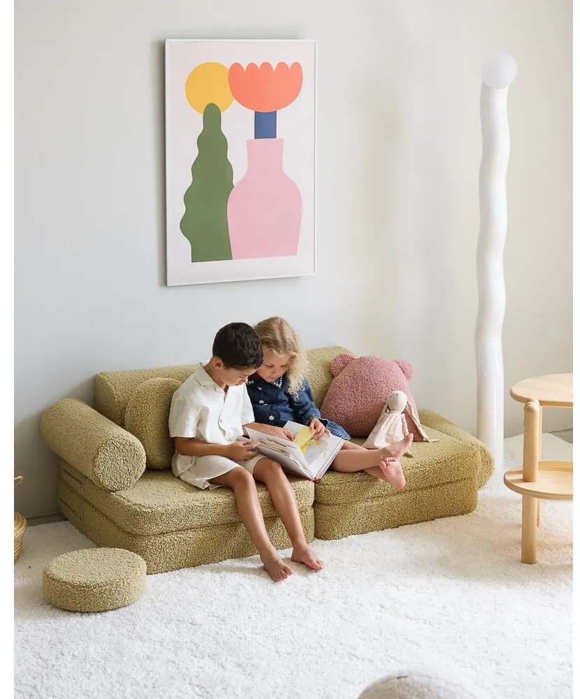 Зелен детски диван от букле 132 cm Settee – Wigiwama