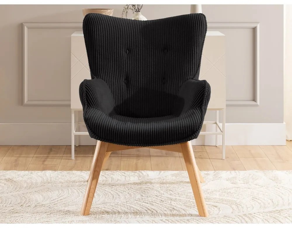 Черно кресло от рипсено кадифе Niko – Ropez