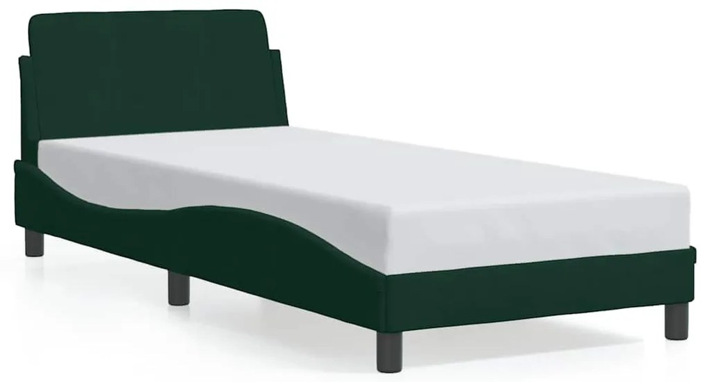 373095 vidaXL Рамка за легло Dover, тъмнозелена, 90x190 см, кадифе