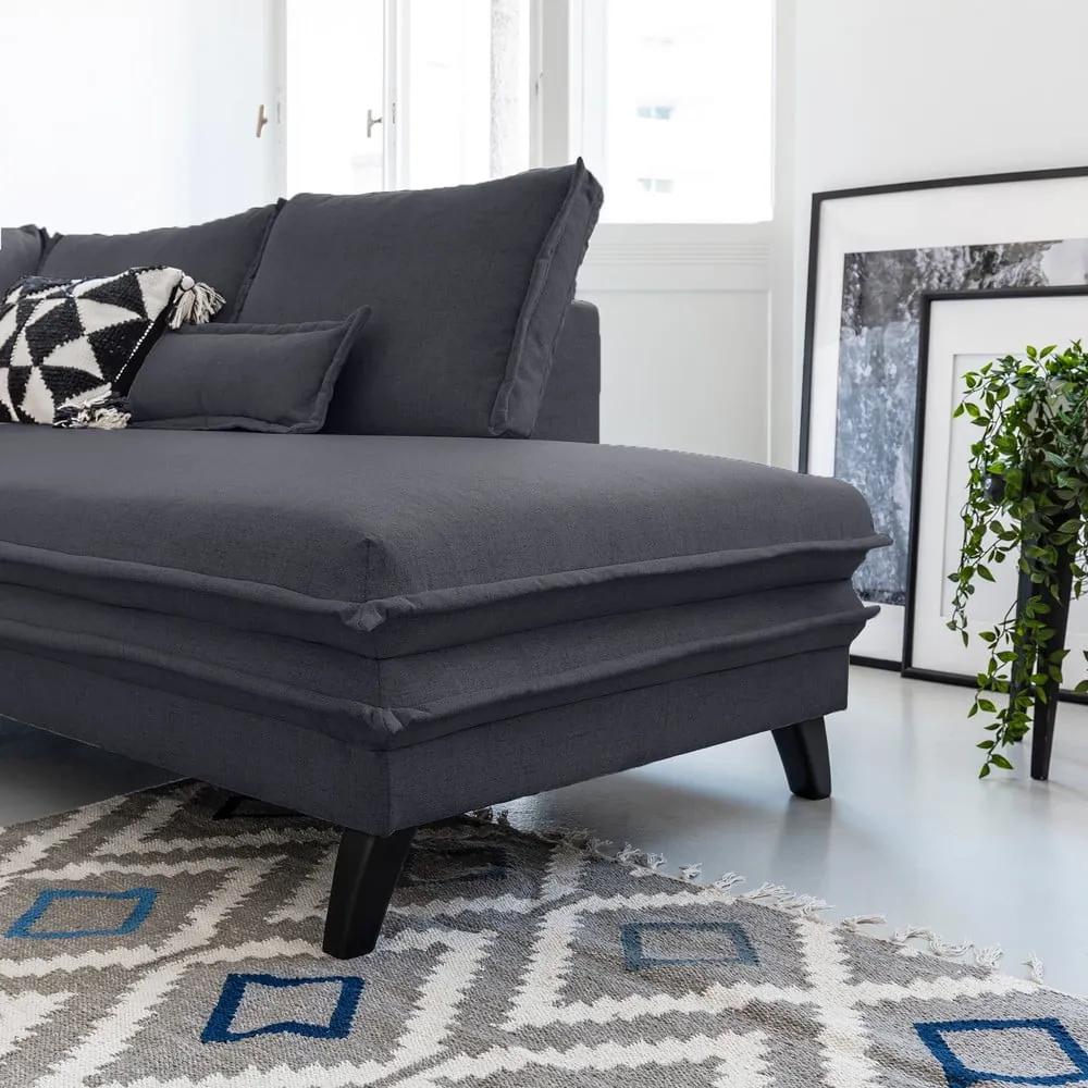 Антрацитен U-образен разтегателен диван, десен ъгъл Charming Charlie - Miuform