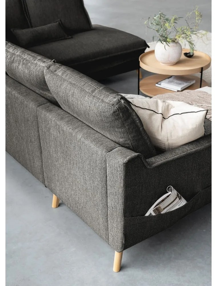 Тъмносив разтегателен ъглов диван (десен ъгъл/"U" форма) Charming Charlie – Miuform