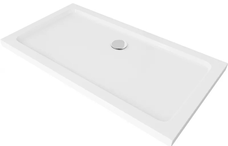 Mexen Flat праволинеен душ кабина slim 130 x 70 см, бял, хромиран сифони - 40107013