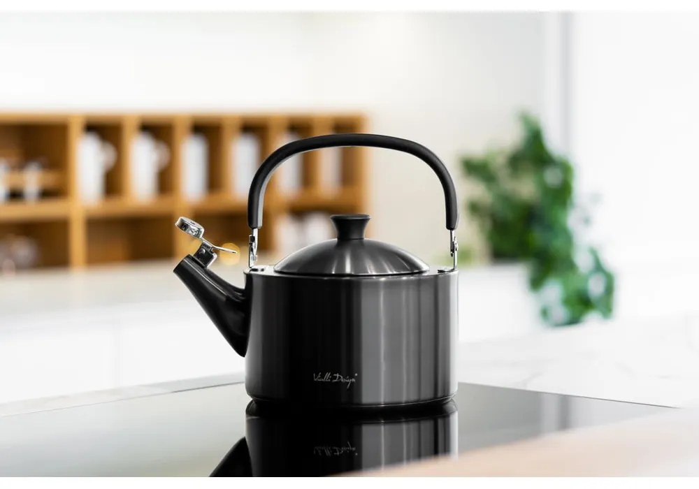 Черен чайник с бутало , 1,5 л Diamante - Vialli Design