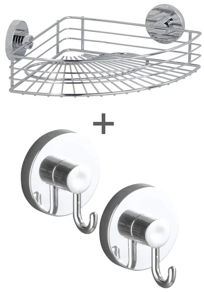 Самозалепващ се комплект аксесоари за баня лъскаво сребро Bari – Wenko