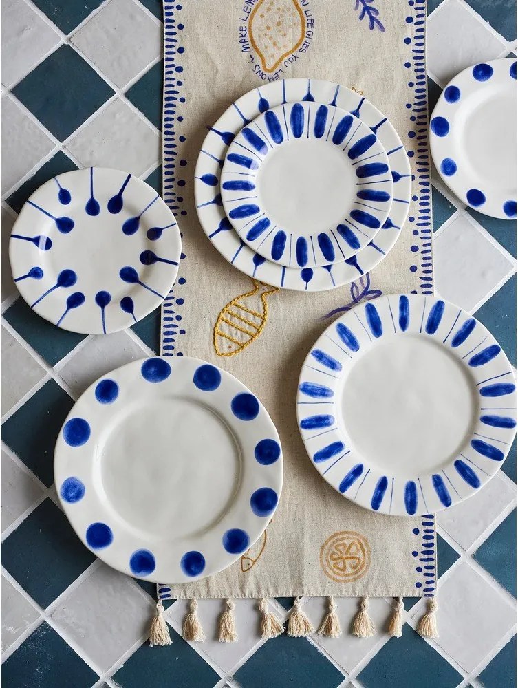 Бели/сини десертни глинени чинии в комплект 3 бр. ø 22 cm Linora – Bloomingville