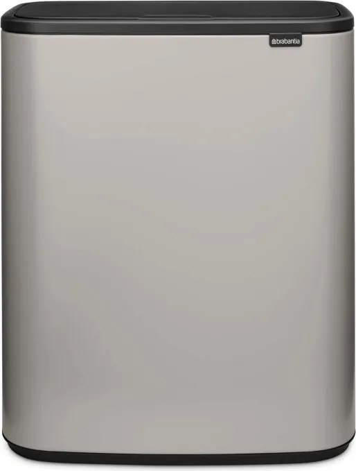 Кош за боклук Brabantia Bo Touch 1010456, 2x30 л, Плавно и безшумно отваряне, Голям отвор, Сив