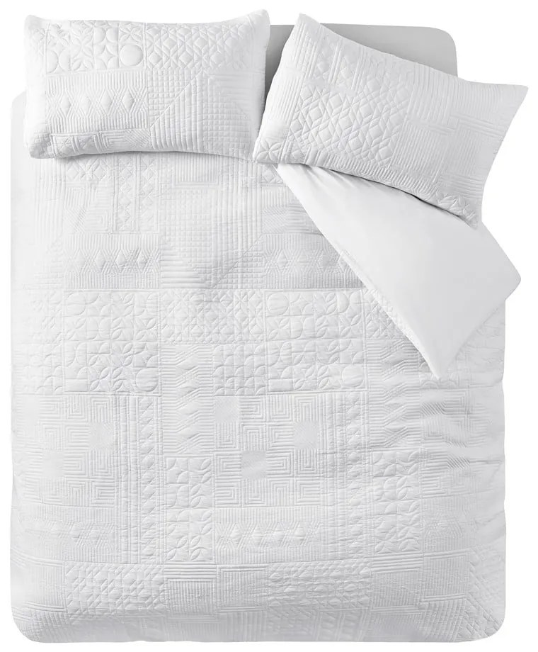 Бяло двойно спално бельо 200x200 cm Folkstone Geo – Catherine Lansfield