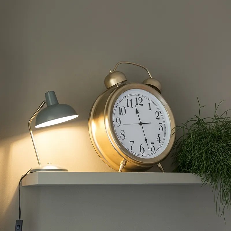 Ретро настолна лампа зелена с бронз - Milou