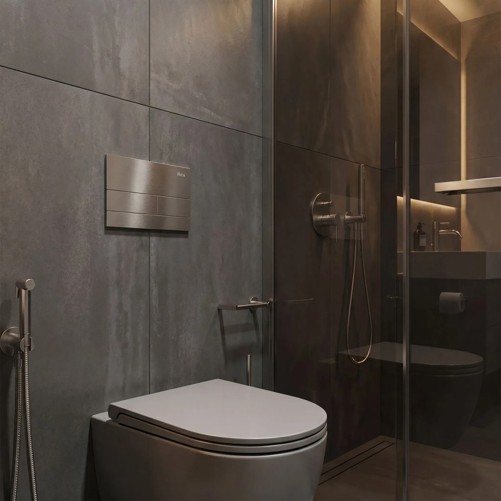 Комплект Структура за Вграждане за WC Slim 024N с Бутон T Brush Steel
