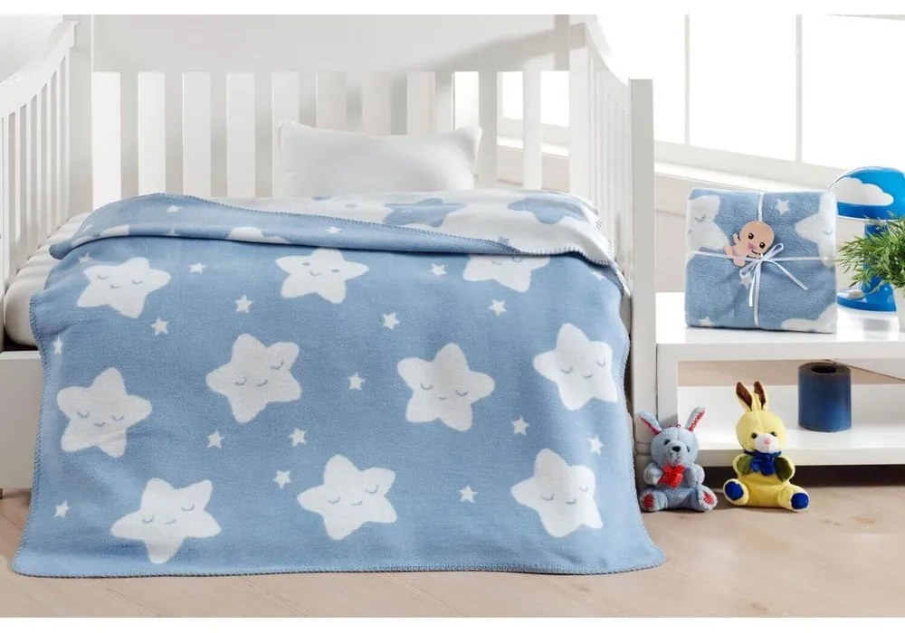 Светлосиньо бебешко одеяло от флийс 100x120 cm Star – Mijolnir