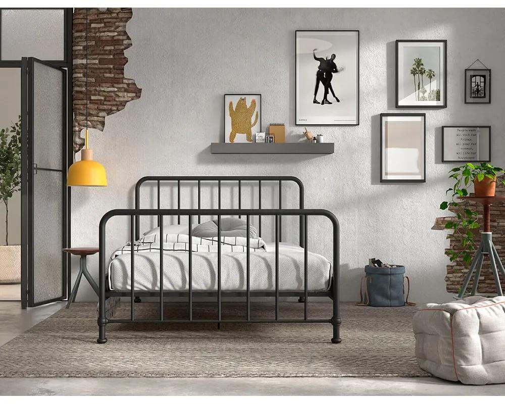 Черно метално единично легло с решетка 140x200 cm BRONXX - Vipack