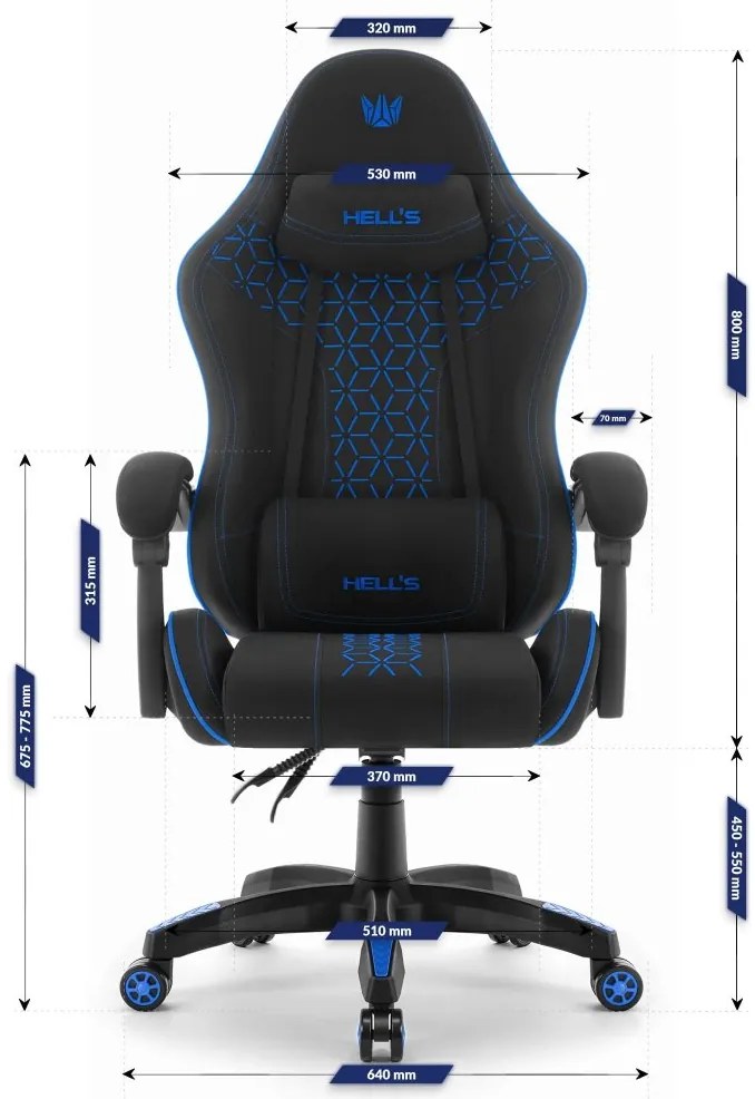 Геймърски стол HC-1008 2.0 с ергономични възглавници - черен и син