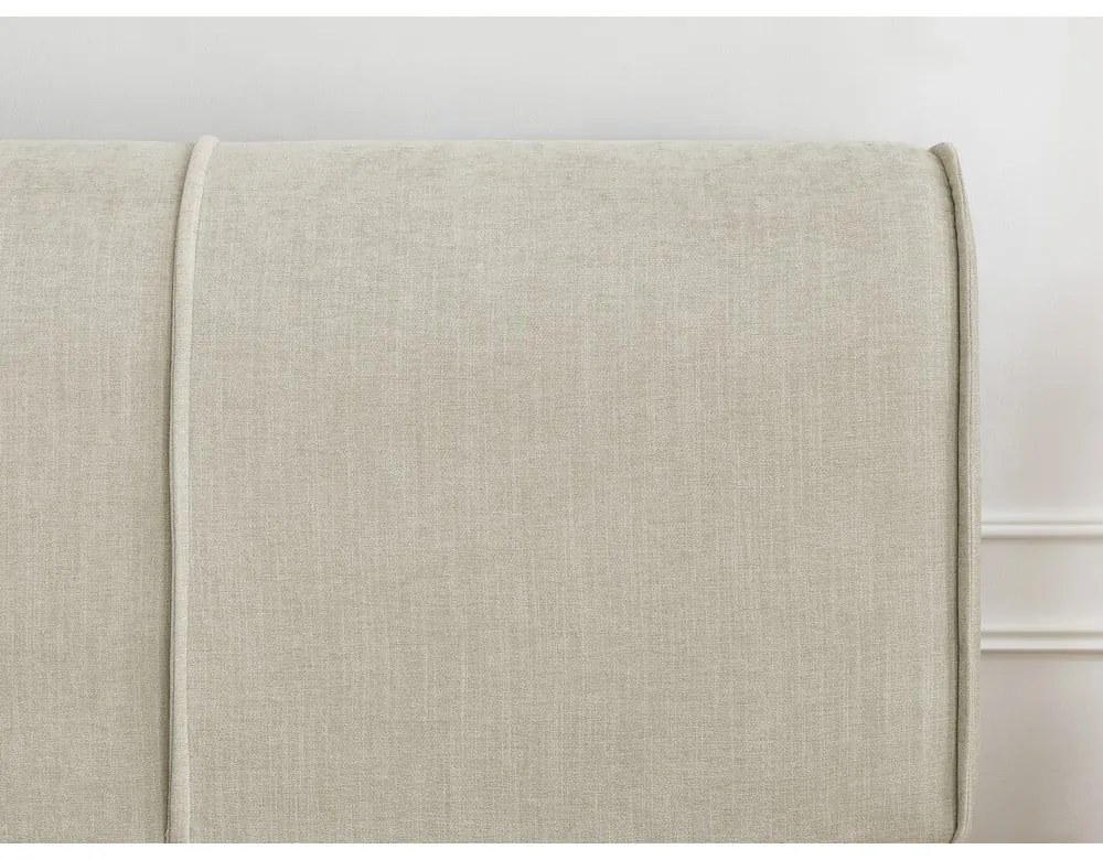 Бежово тапицирано двойно легло с място за съхранение с решетка 180x200 cm Vernon - Bobochic Paris