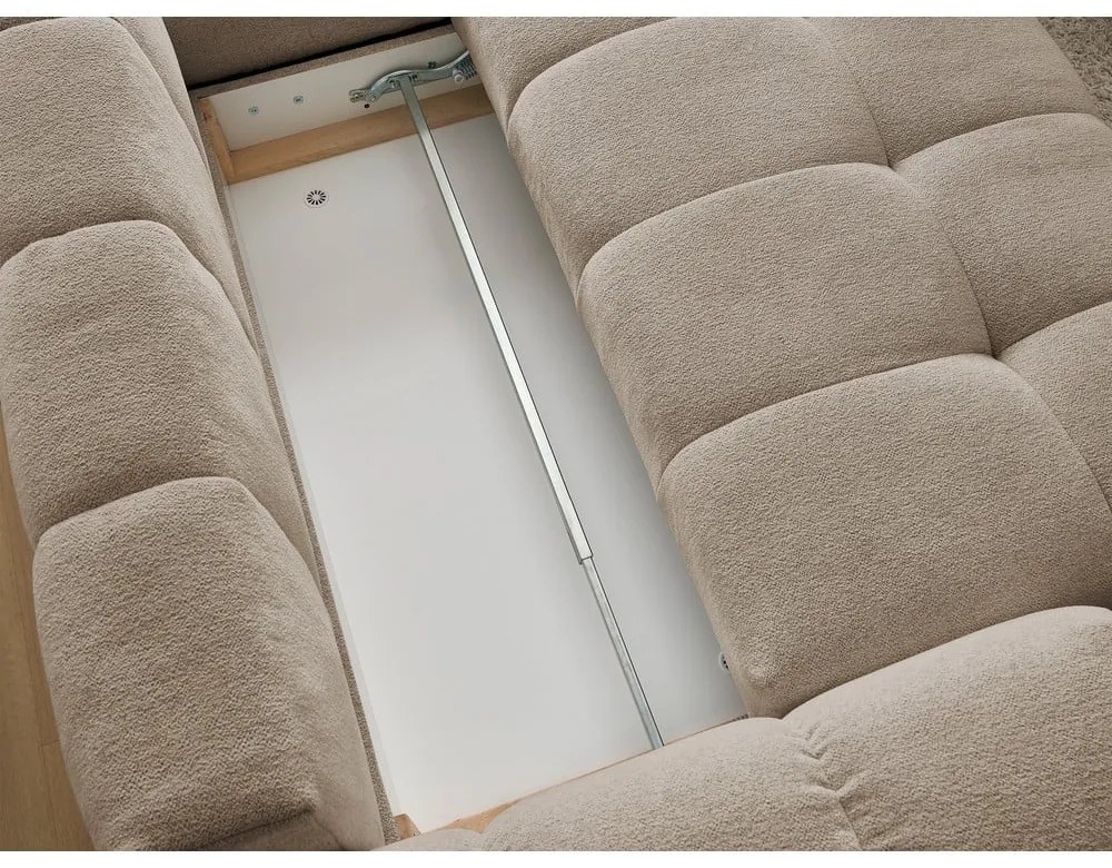 Кафяво-сив шенилов сгъваем/с място за съхранение ъглов диван (десен ъгъл/L форма) Everest – Bobochic Paris