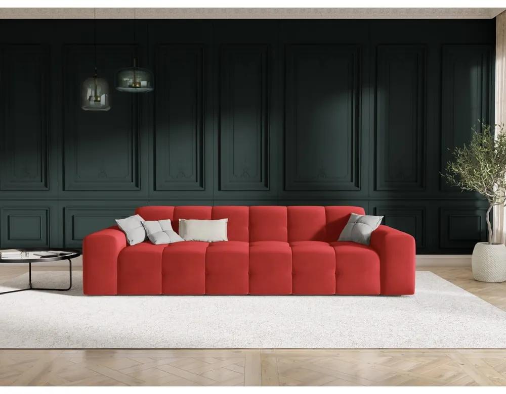 Червен кадифен диван 255 cm Kendal - Micadoni Home