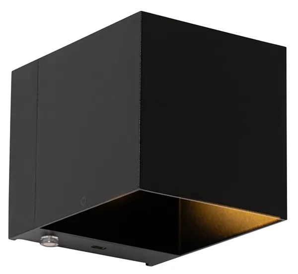 Комплект от 2 стенни лампи черни с димер акумулаторни - Joris