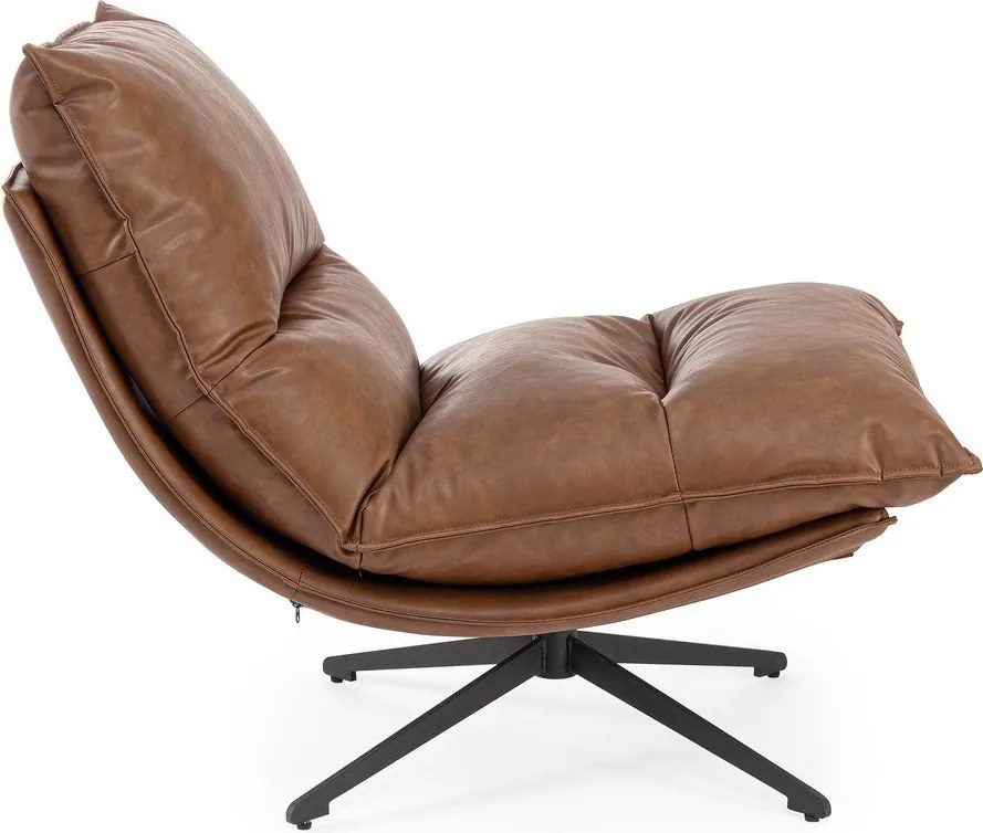 Кресло с място за съхранение от изкуствена кожа в цвят кафяв коняк Alanez – Bizzotto