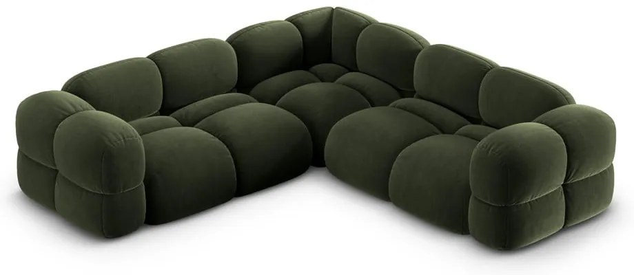Зелен кадифен ъглов диван Loretto – Cosmopolitan Design