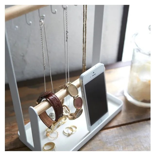 Бяла многофункционална стойка с детайли от букова дървесина Tosca - YAMAZAKI