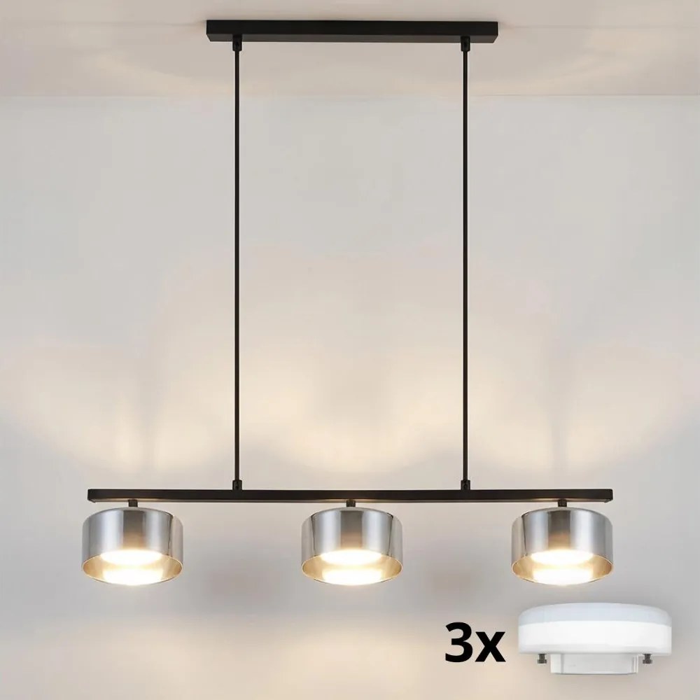 Brilagi - LED Полилей на кабел AURA LUX 3xGX53/30W/230V черно/димчато