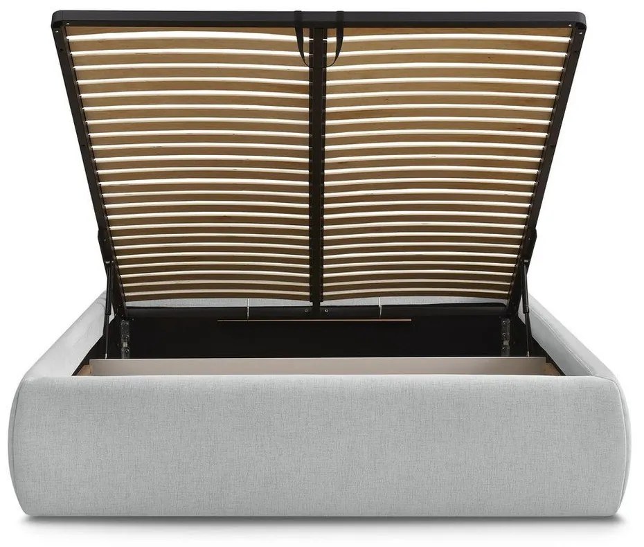 Светлосиво двойно легло 180x200 cm тапицирано с място за съхранение/без табла с включена подматрачна рамка Inera – Bobochic Paris