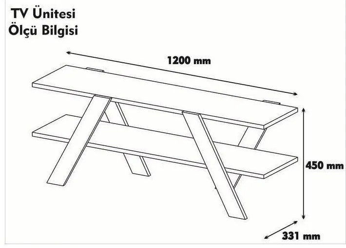 ТВ масичка в бяло/натурално в орех 120x33 cm Basic - Kalune Design