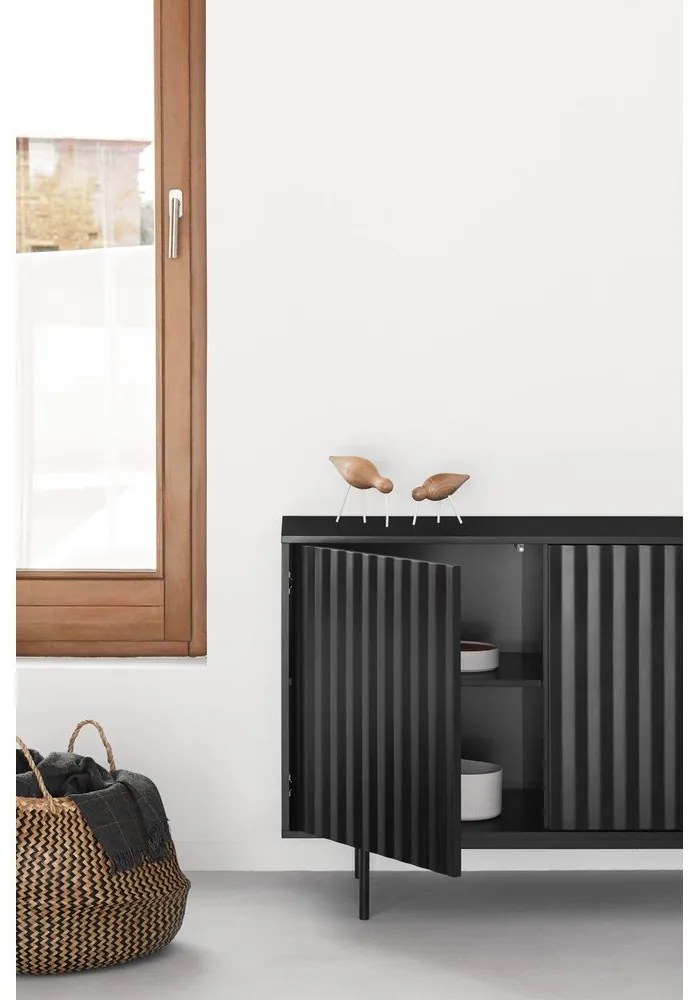 Черен нисък скрин 211x80 cm Sierra – Teulat