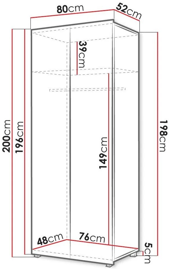 Гардероб Calabrini 2-врата-Natural