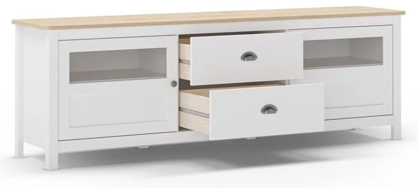 Бяла маса за телевизор от масивен бор 180x59 cm Misti – Marckeric