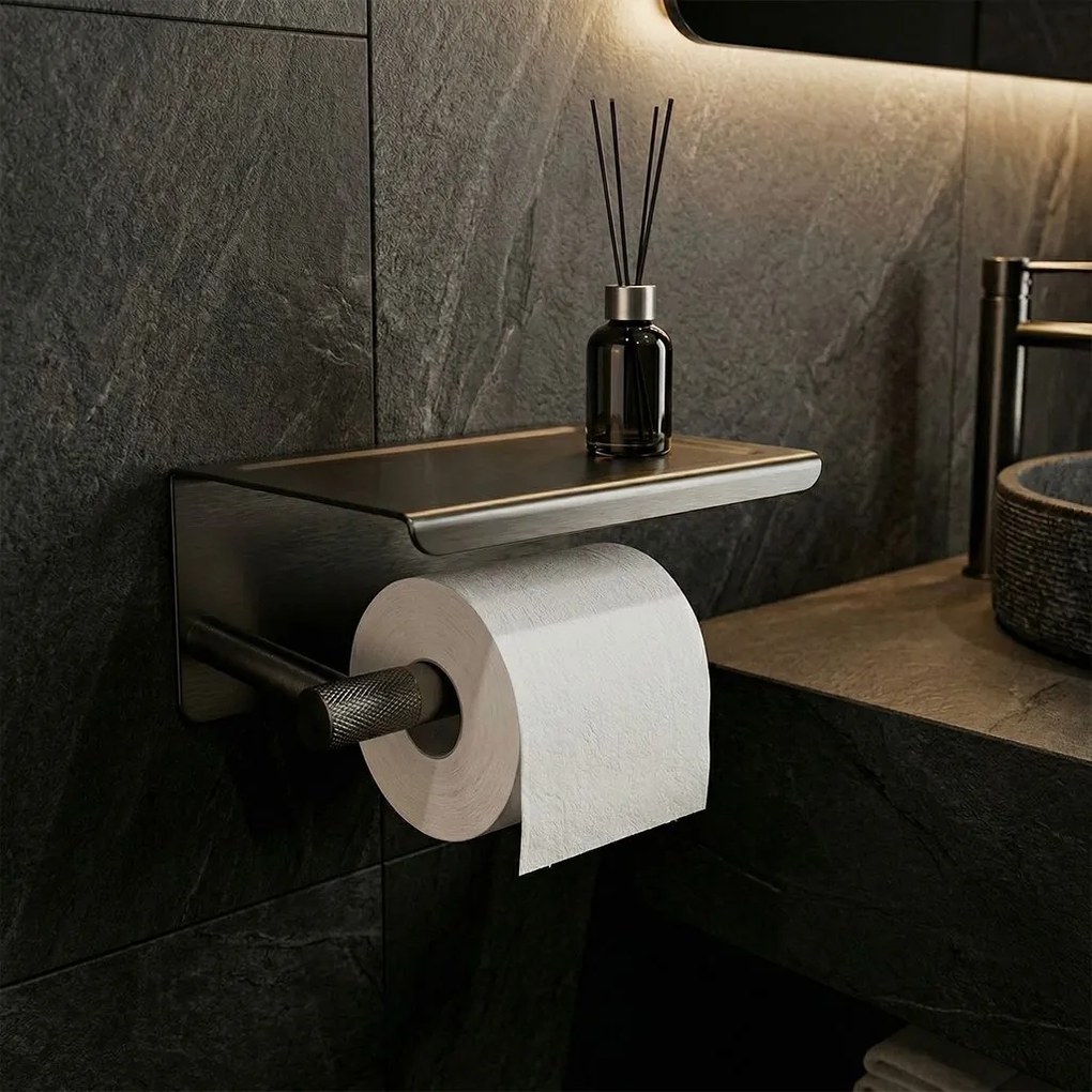 Държач за тоалетна хартия с етажерка 6613 Modern Titan