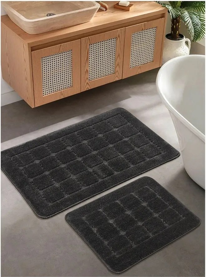Антрацитни килими за баня в комплект 2 бр. 50x80 cm Kareli – Foutastic