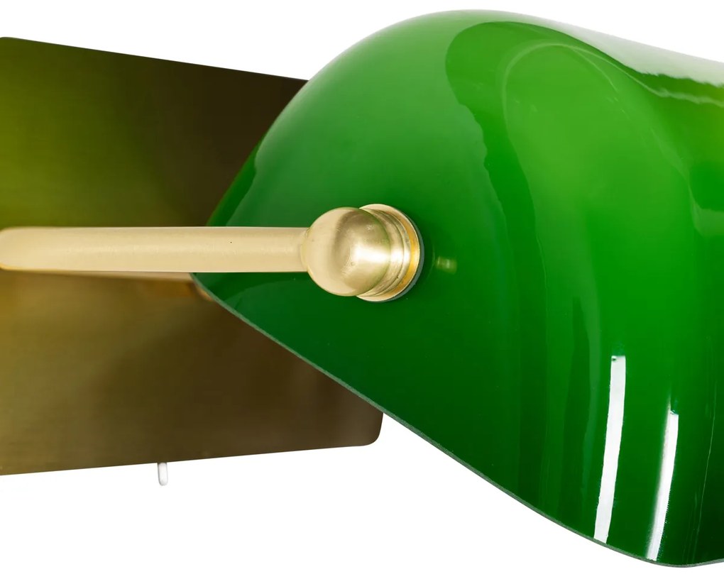 Класически стенен аплик месинг със зелено стъкло - Banker