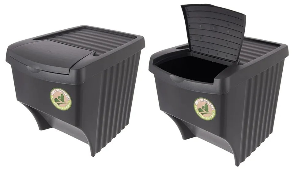 Черни пластмасови кошчета за отпадъци в комплект от 3 бр. 3x22 l за рециклиране – Orion