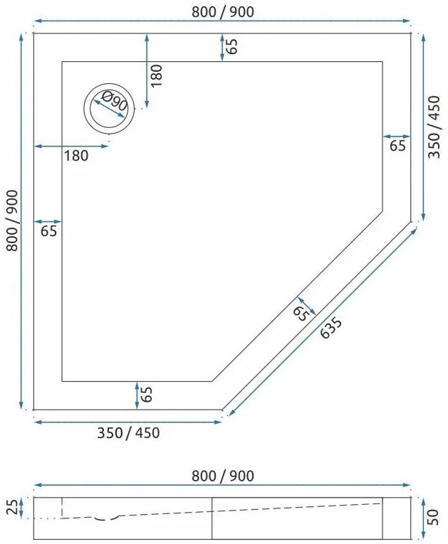 Душ кабина Rea DIAMOND 90x90 COPPER BRUSH