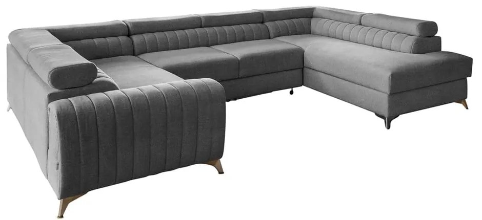 Тъмносив разтегателен ъглов диван с място за съхранение (десен ъгъл U форма) Louis – ELTAP