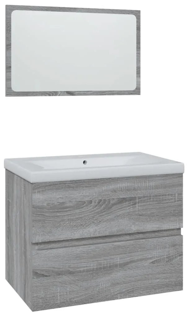3152874 vidaXL Комплект мебели за баня, сив сонома, инженерно дърво
