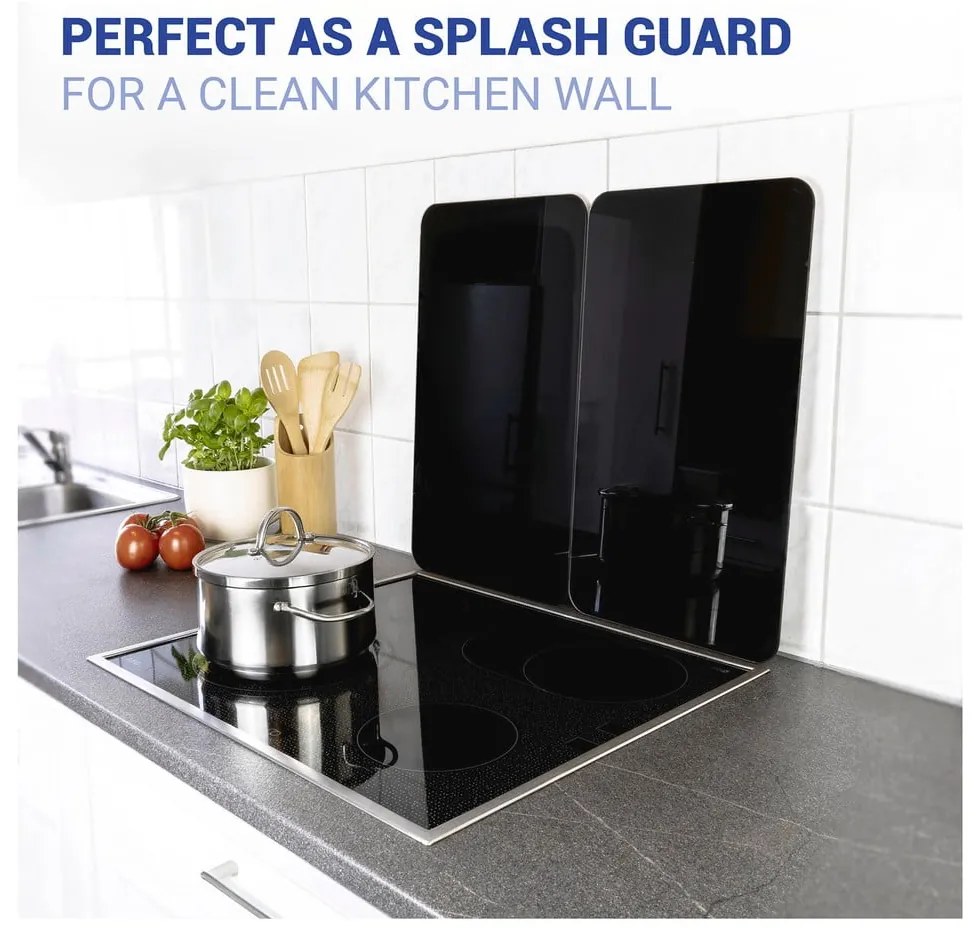 Комплект от 2 стъклени капака за печка Universal black - Wenko