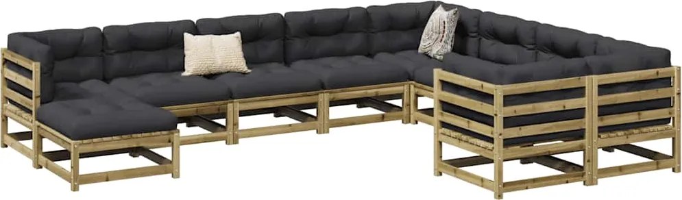 3299639 vidaXL Градински комплект диван от 10 части, импрегниран бор