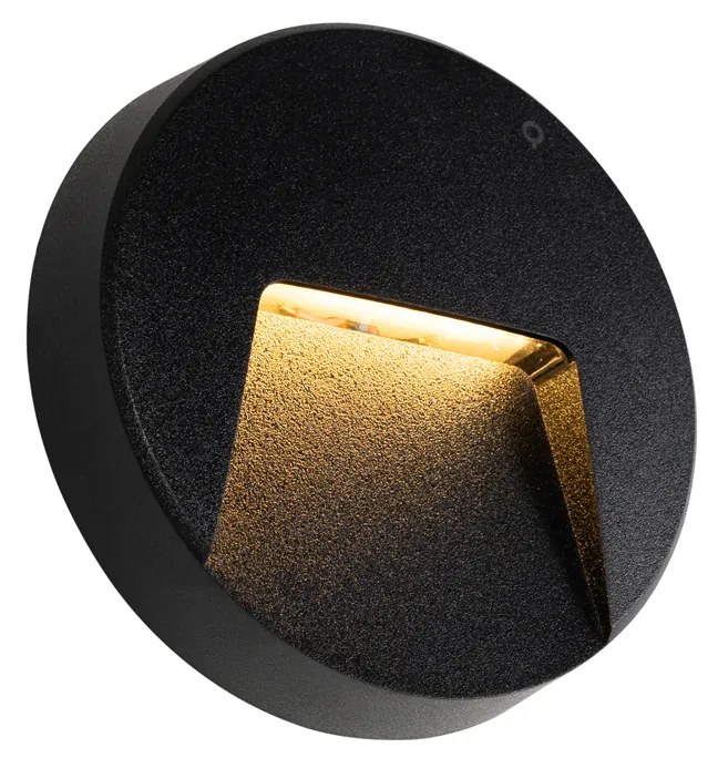 Комплект от 2 външни кръгли черни стенни лампи с LED IP65 - Gem