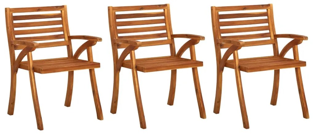 3060853 vidaXL Градински трапезни столове с възглавници, 3 бр, акация масив