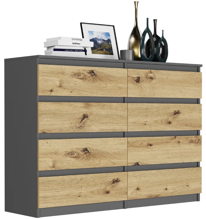 Модерен скрин с 8 чекмеджета R-140-S8 - различни цветови варианти антрацит микс артисън