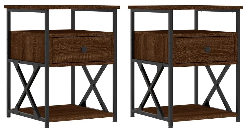 826082 vidaXL Нощни шкафчета 2 бр кафяв дъб 40x42x55 см инженерно дърво