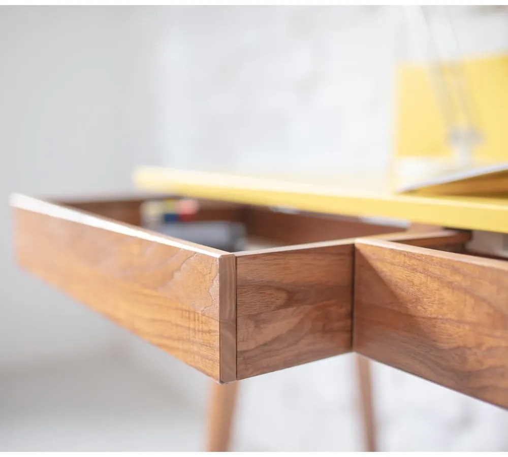 Сиво бюро с основа от ясенова дървесина, дължина 85 cm Luka Oak - Ragaba