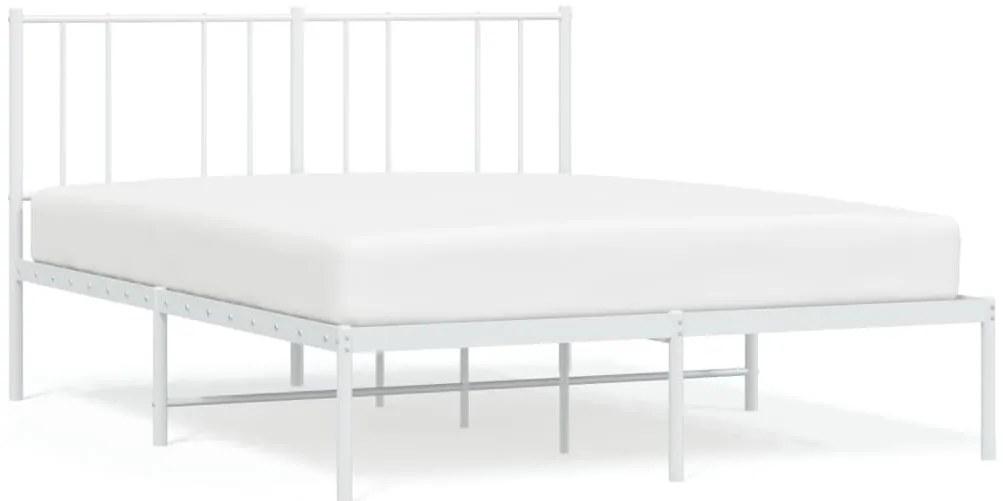 352527 vidaXL Метална рамка за легло с горна табла, бяла, 120x200 см