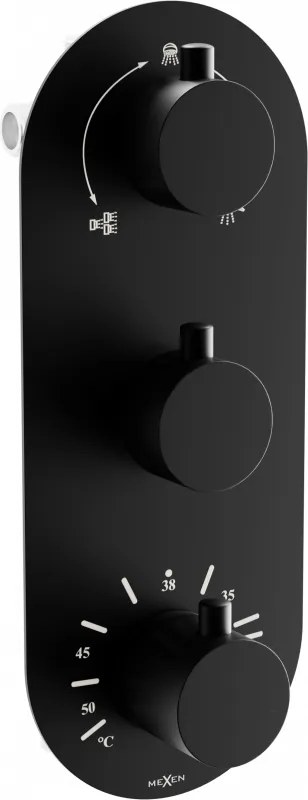 Mexen Kai термостатичен смесител за вана-душ с 3 изхода, черен - 77603-70