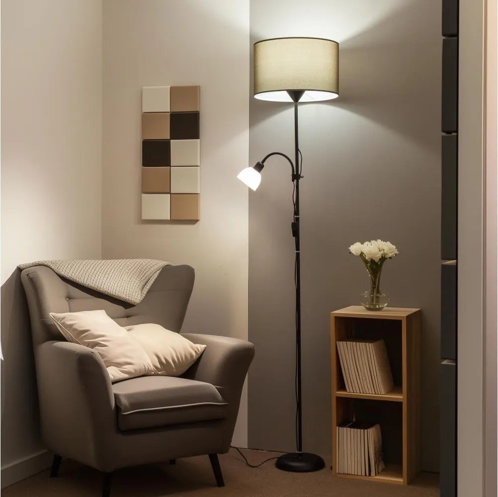 Brilagi - Подова лампа CERIA 1xE27/100W/230V + 1xE14/25W черна/кафява