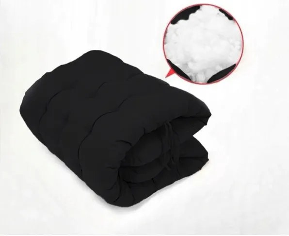 Градински шезлонг с черна рамка и възглавница Син