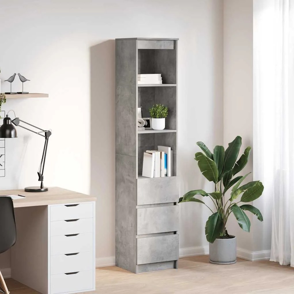 861664 vidaXL Висока дъска Concrete Grey 37,5x35x180 cm Инженерна дървесина