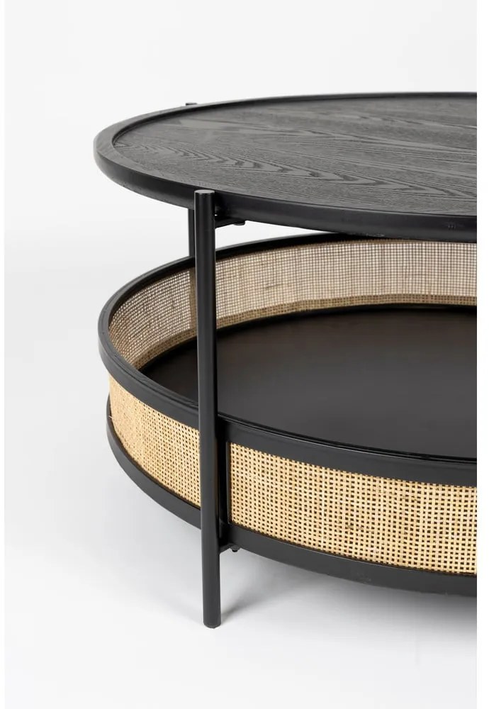 Kръгла масичка за кафе в черен и естествен цвят ø 80 cm Makoto – White Label