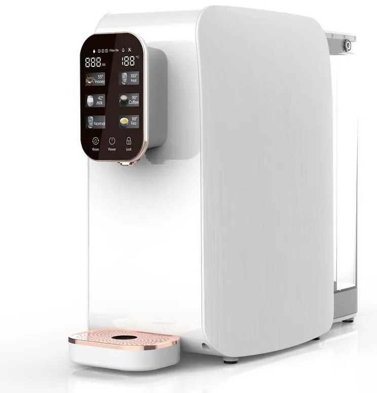 Диспенсър за пречистване и затопляне на чешмяна вода ELIXIR, 2100W, 38-99C, Обратна осмоза, Минерално обогатяване, Бял